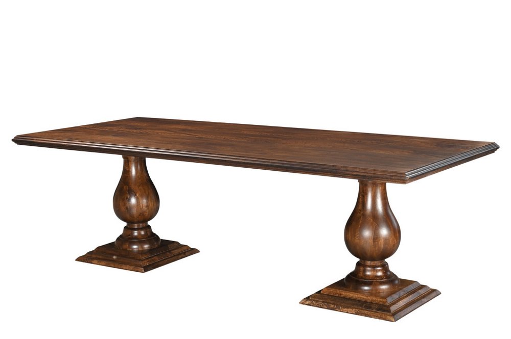 96" Dark Brown Wood Double Pedestal Base Dining Table