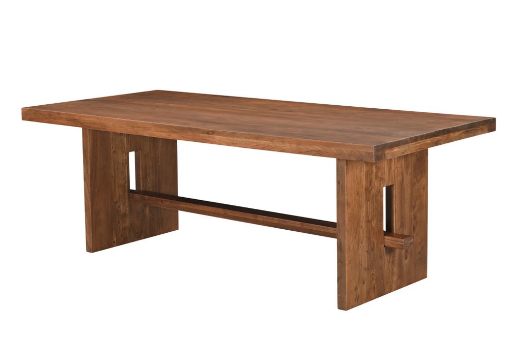 86" Brown Wood Trestle Base Dining Table