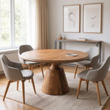 48" Natural Wood Pedestal Base Round Top Dining Table