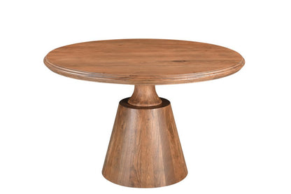 48" Natural Wood Pedestal Base Round Top Dining Table