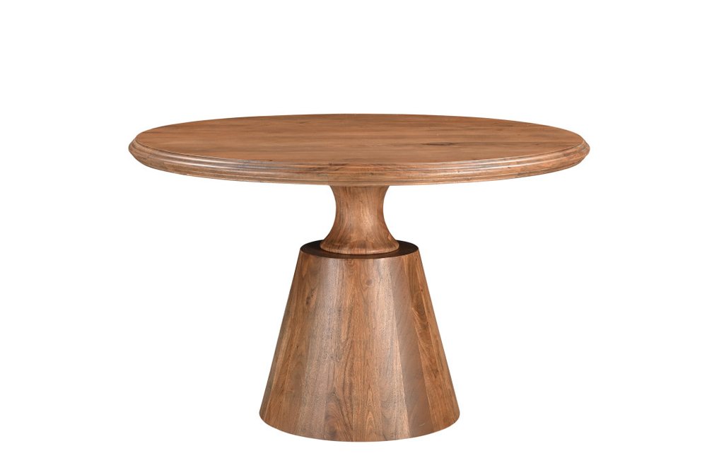 48" Natural Wood Pedestal Base Round Top Dining Table
