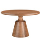48" Natural Wood Pedestal Base Round Top Dining Table
