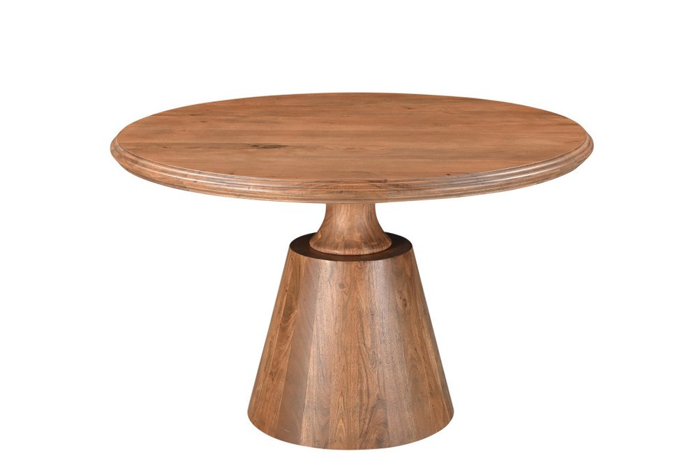 48" Natural Wood Pedestal Base Round Top Dining Table