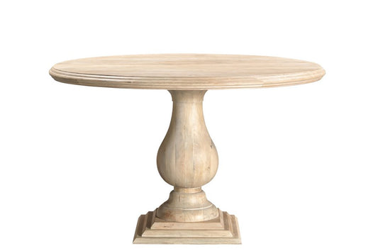 48" Natural Solid Wood Pedestal Base Round Top Dining Table