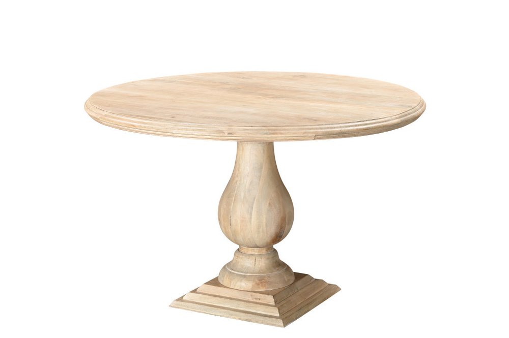 48" Natural Solid Wood Pedestal Base Round Top Dining Table