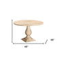 48" Natural Solid Wood Pedestal Base Round Top Dining Table