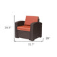 33" Red Heavy Duty Plastic Outdoor Accent Chair with Red Cushion