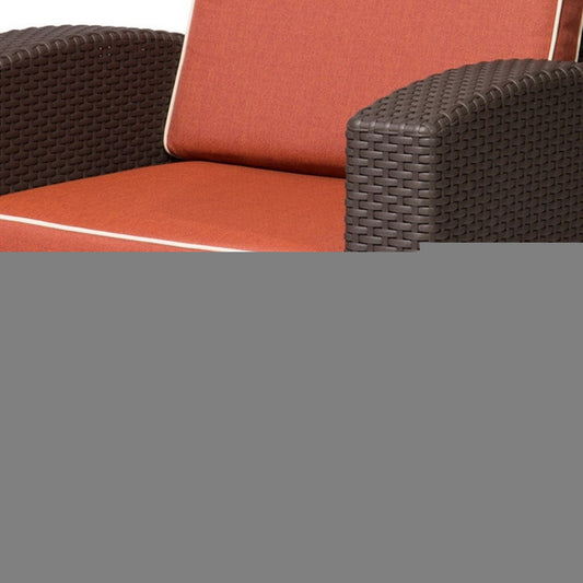 33" Red Heavy Duty Plastic Outdoor Accent Chair with Red Cushion