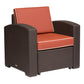 33" Red Heavy Duty Plastic Outdoor Accent Chair with Red Cushion