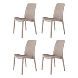 Set of Four Taupe Heavy Duty Plastic Outdoor Stacking Dining Chairs