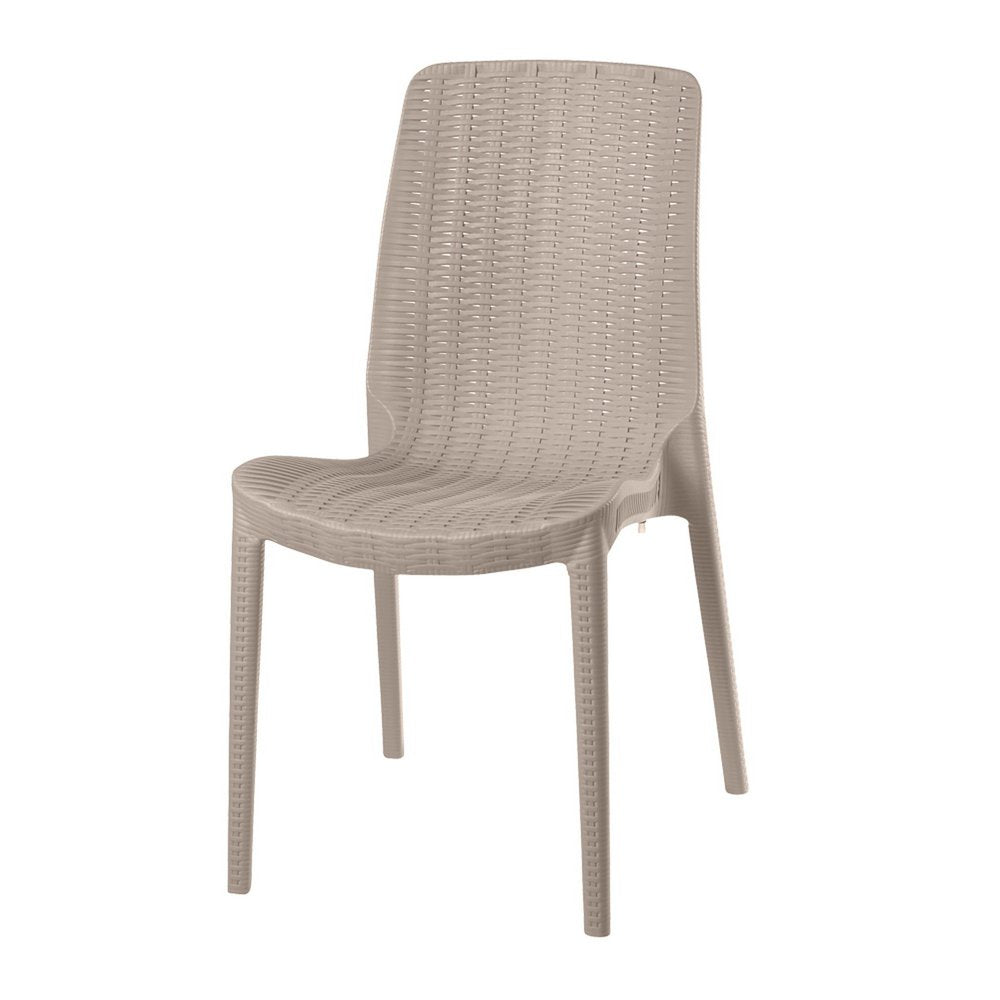 Set of Four Taupe Heavy Duty Plastic Outdoor Stacking Dining Chairs
