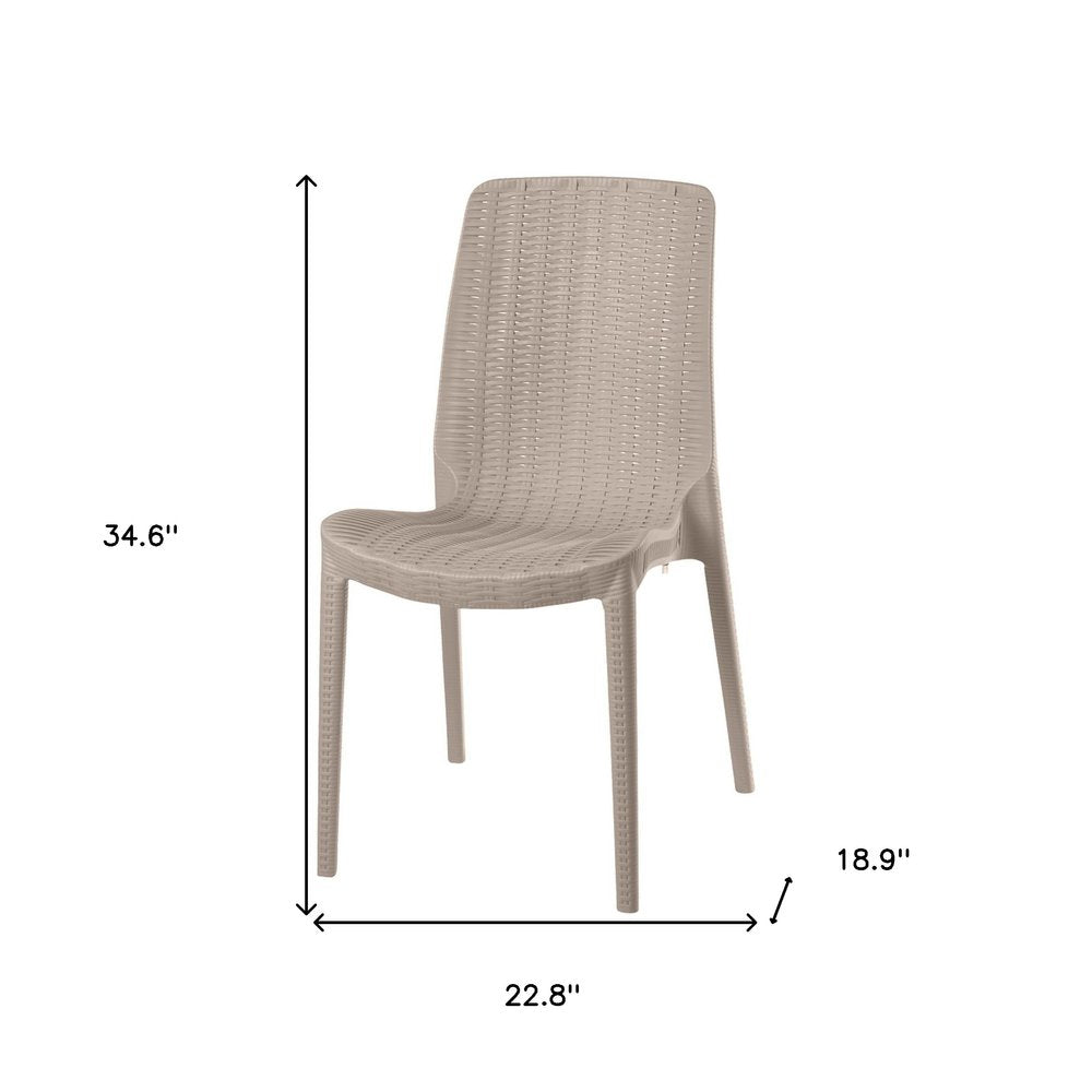 Set of Four Taupe Heavy Duty Plastic Outdoor Stacking Dining Chairs