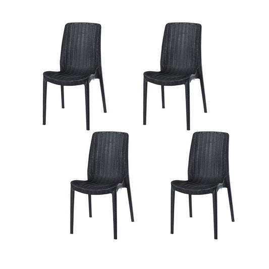 Set of Four Black Heavy Duty Plastic Outdoor Stacking Dining Chairs