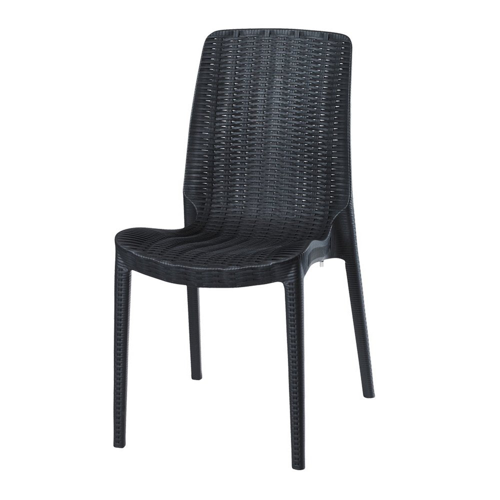 Set of Four Black Heavy Duty Plastic Outdoor Stacking Dining Chairs