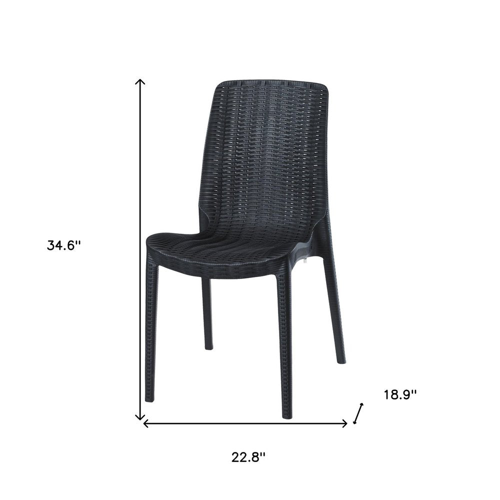 Set of Four Black Heavy Duty Plastic Outdoor Stacking Dining Chairs