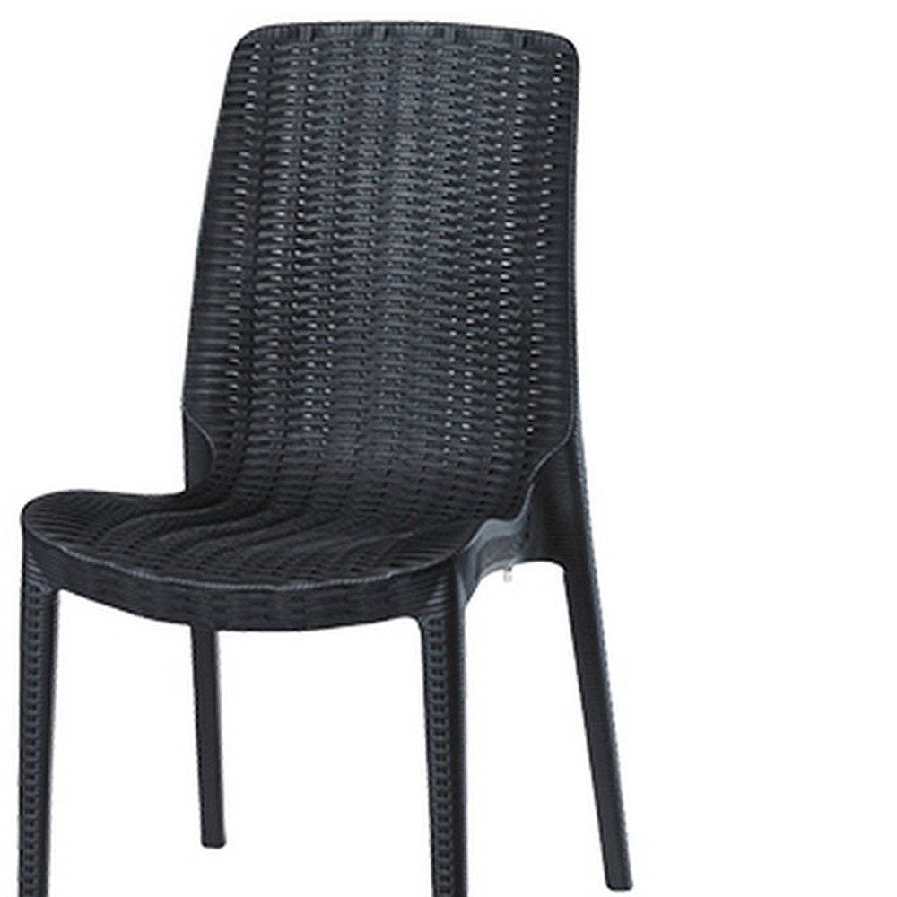 Set of Four Black Heavy Duty Plastic Outdoor Stacking Dining Chairs