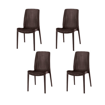 Set of Four Brown Heavy Duty Plastic Outdoor Stacking Dining Chairs