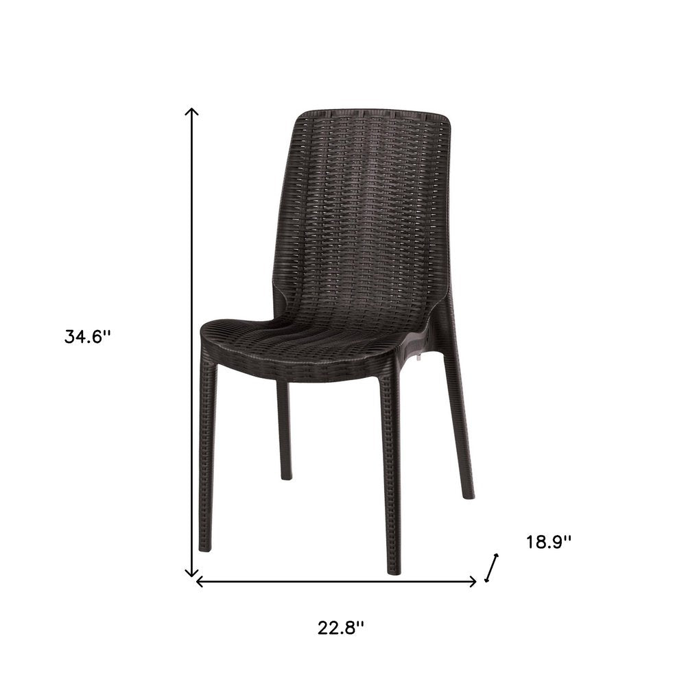 Set of Four Brown Heavy Duty Plastic Outdoor Stacking Dining Chairs
