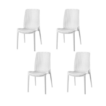 Set of Four White Heavy Duty Plastic Outdoor Stacking Dining Chairs