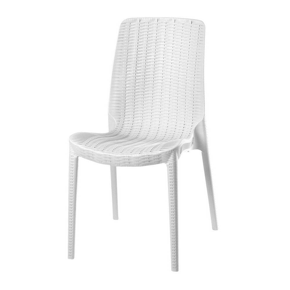 Set of Four White Heavy Duty Plastic Outdoor Stacking Dining Chairs