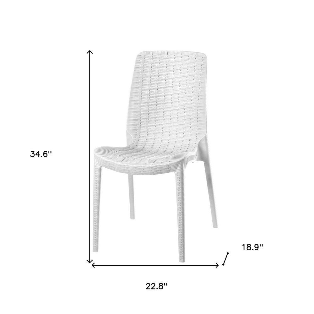 Set of Four White Heavy Duty Plastic Outdoor Stacking Dining Chairs