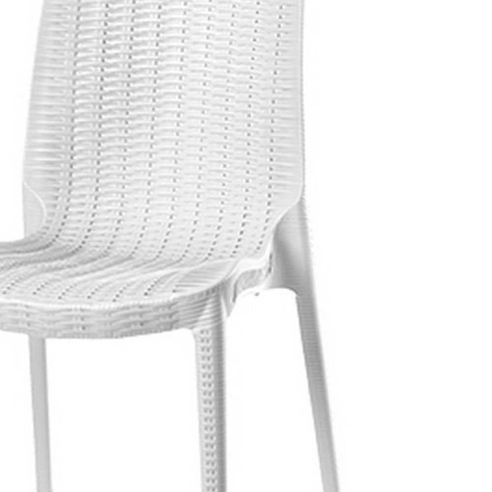 Set of Four White Heavy Duty Plastic Outdoor Stacking Dining Chairs