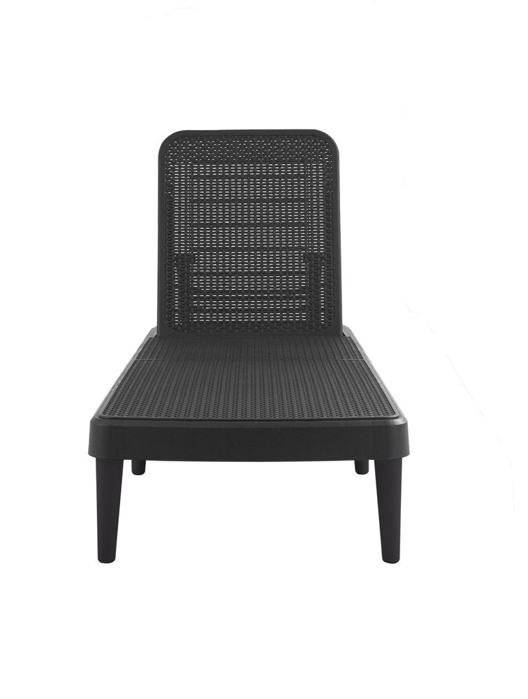 75" Black Heavy Duty Plastic Outdoor Stacking Chaise Lounge