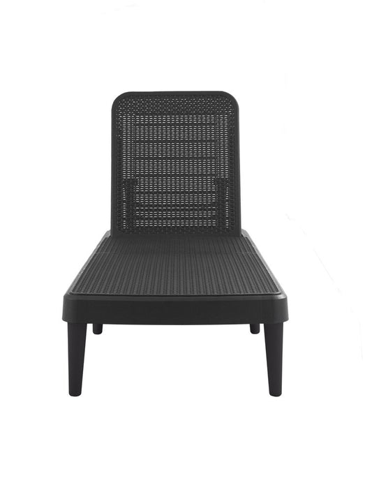 75" Black Heavy Duty Plastic Outdoor Stacking Chaise Lounge