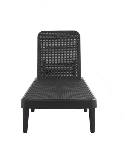 75" Black Heavy Duty Plastic Outdoor Stacking Chaise Lounge
