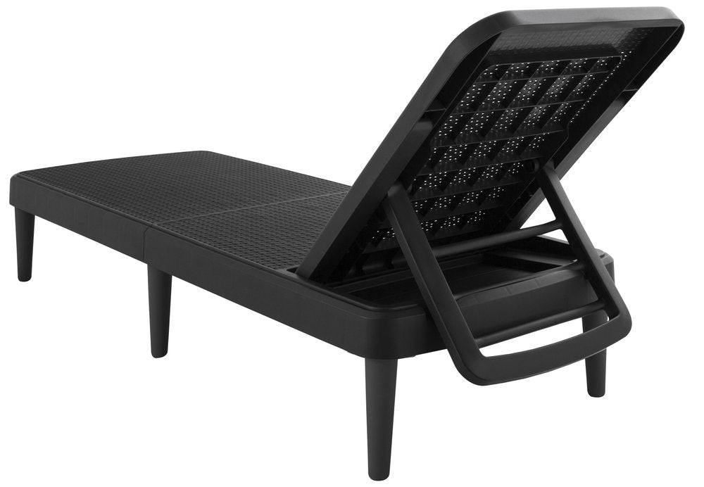 75" Black Heavy Duty Plastic Outdoor Stacking Chaise Lounge