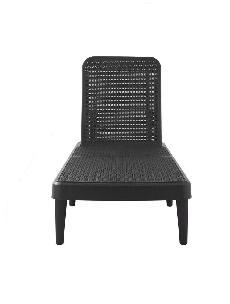 75" Black Heavy Duty Plastic Outdoor Stacking Chaise Lounge