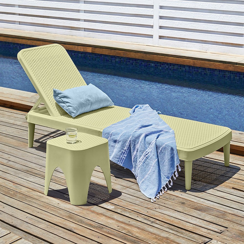 75" Sage Heavy Duty Plastic Outdoor Stacking Chaise Lounge