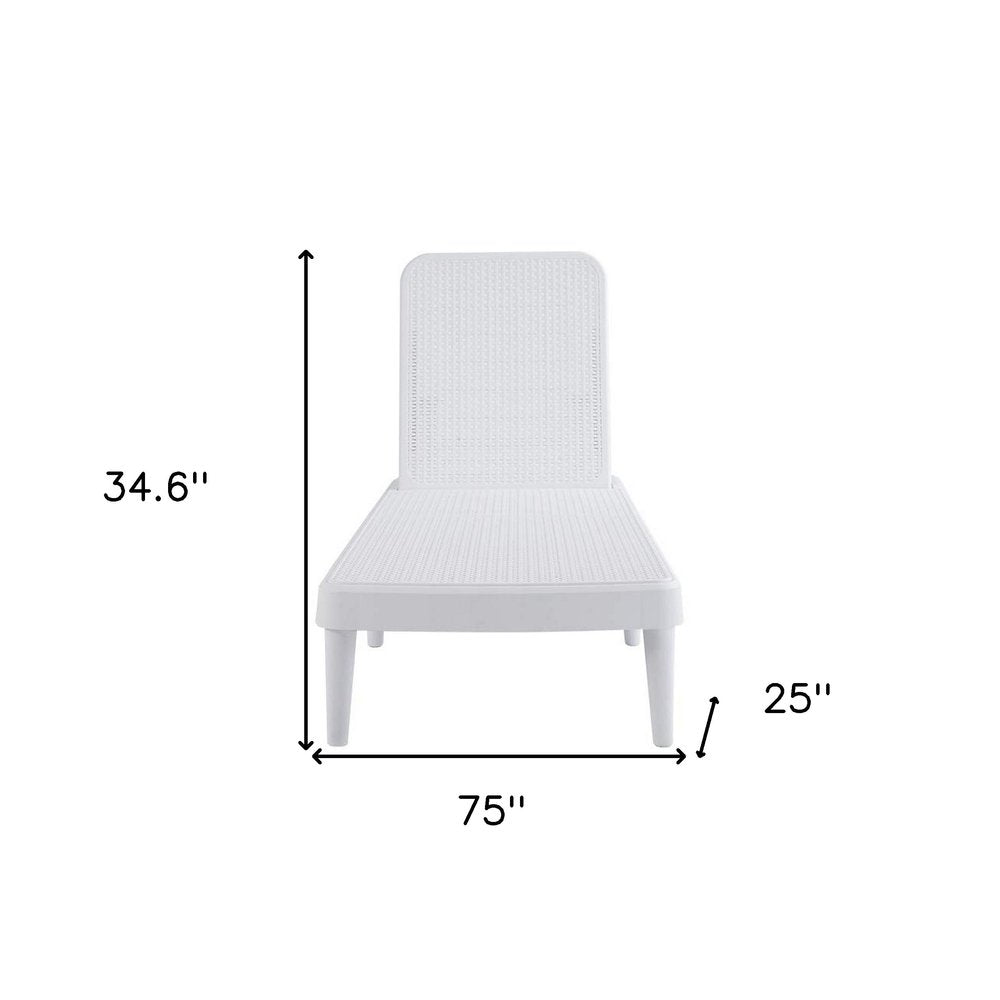 75" White Heavy Duty Plastic Outdoor Stacking Chaise Lounge