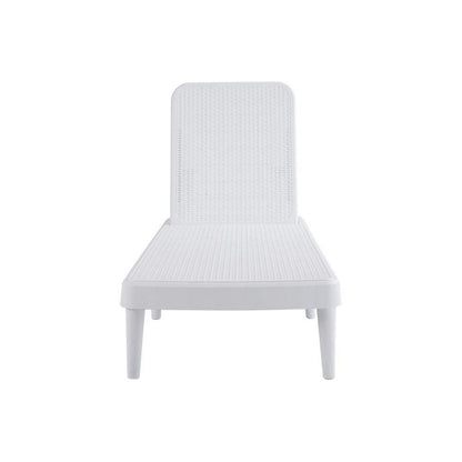 75" White Heavy Duty Plastic Outdoor Stacking Chaise Lounge