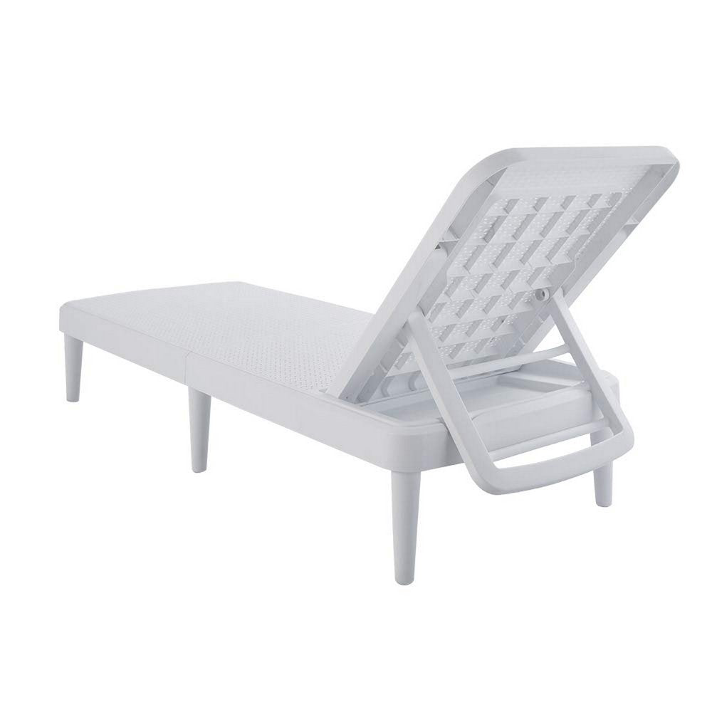 75" White Heavy Duty Plastic Outdoor Stacking Chaise Lounge