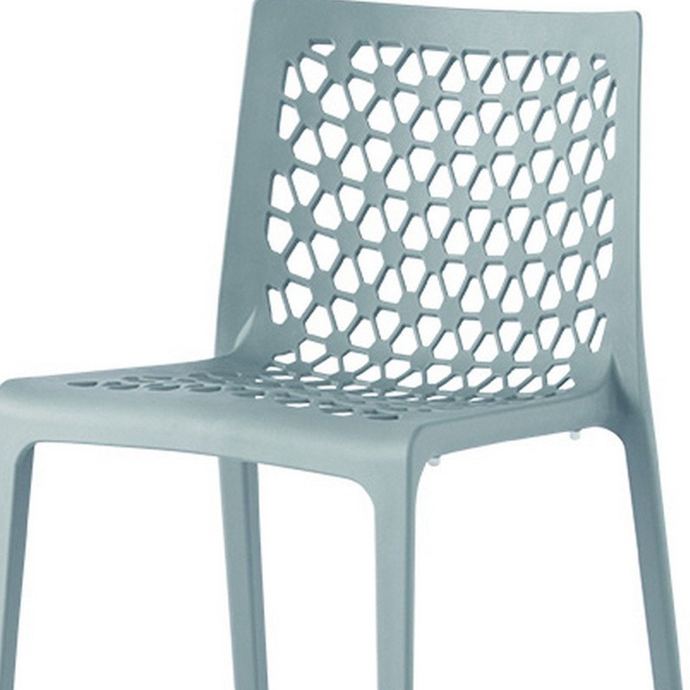 Set of Two Baby Blue Heavy Duty Plastic Outdoor Stacking Dining Chairs