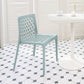 Set of Two Baby Blue Heavy Duty Plastic Outdoor Stacking Dining Chairs