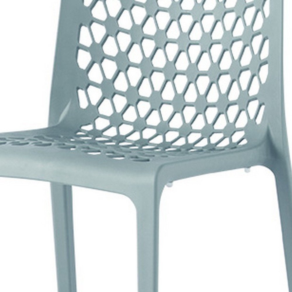 Set of Two Baby Blue Heavy Duty Plastic Outdoor Stacking Dining Chairs