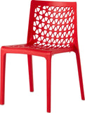 Set of Two Red Heavy Duty Plastic Outdoor Stacking Dining Chairs
