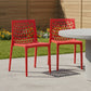 Set of Two Red Heavy Duty Plastic Outdoor Stacking Dining Chairs