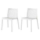 Set of Two White Heavy Duty Plastic Outdoor Stacking Dining Chairs
