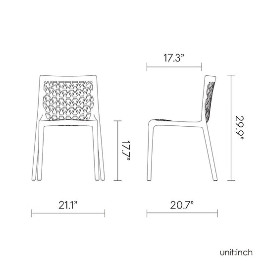 Set of Two White Heavy Duty Plastic Outdoor Stacking Dining Chairs