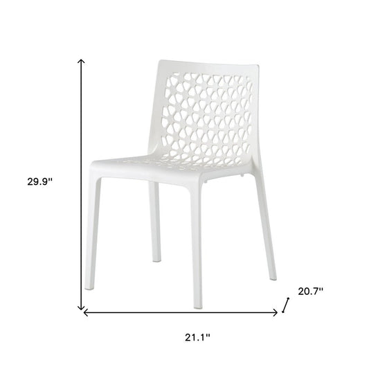 Set of Two White Heavy Duty Plastic Outdoor Stacking Dining Chairs
