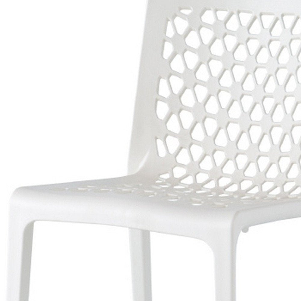 Set of Two White Heavy Duty Plastic Outdoor Stacking Dining Chairs