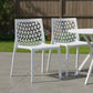 Set of Two White Heavy Duty Plastic Outdoor Stacking Dining Chairs