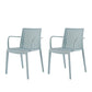Set of Two Baby Blue Heavy Duty Plastic Outdoor Stacking Arm Chairs