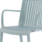 Set of Two Baby Blue Heavy Duty Plastic Outdoor Stacking Arm Chairs