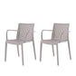 Set of Two Taupe Heavy Duty Plastic Outdoor Stacking Arm Chairs