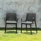 Set of Two Black Heavy Duty Plastic Outdoor Stacking Arm Chairs