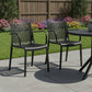 Set of Two Black Heavy Duty Plastic Outdoor Stacking Arm Chairs
